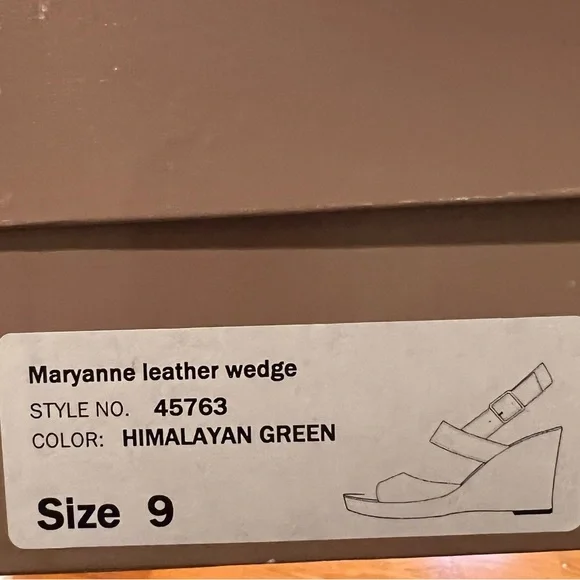 Jcrew Maryanne Leather wedge sandals, Himalayan Green, size 9, made in Italy - Picture 6 of 10